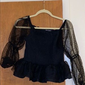 Shein black long sleeve crop top